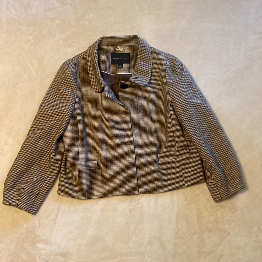 Banana Republic Brown Houndstooth Blazer Size 8